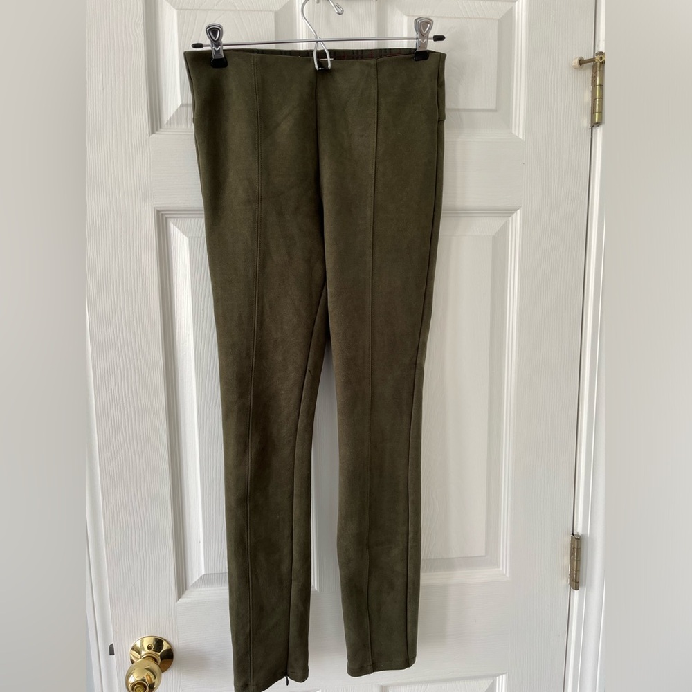 Anthropologie Suede Leggings Size 27, Green